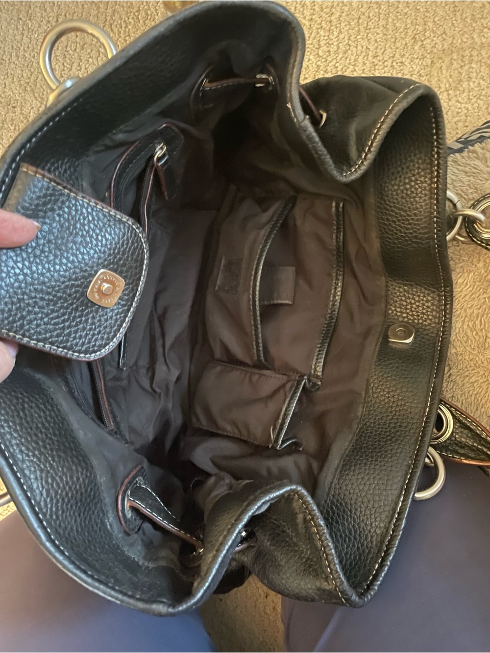 Wilsons Leather Black Tote with Silver Rings - Picture 3 of 3